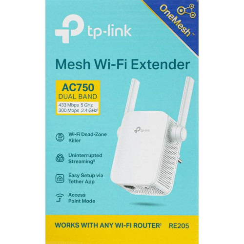 Повторитель беспроводного сигнала TP-Link RE205 AC750 10/100BASE-TX белый