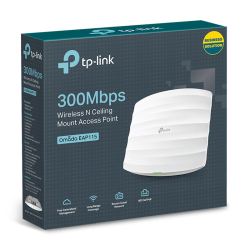 Точка доступа/ 300Mbps Wireless N Ceiling/Wall Mount Access Point, QCA (Atheros), 300Mbps at 2.4Ghz, 802.11b/g/n, 802.3af PoE Supported, 1 10/100Mbps LAN port, Centralized Management, Captive Portal, Load Balance, AP/Client/Bridge/Repeater mode, Multi-SSI