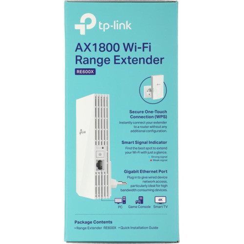 Повторитель беспроводного сигнала TP-Link RE600X AX1800 10/100/1000BASE-TX белый