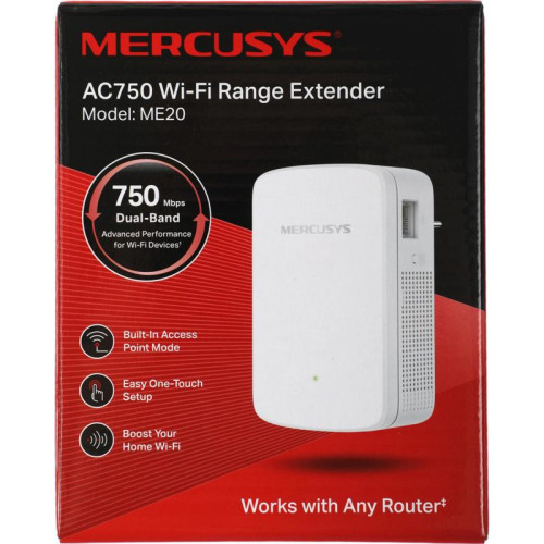 Повторитель беспроводного сигнала Mercusys ME20 AC750 10/100BASE-TX белый