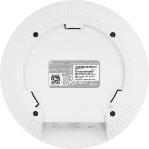 Точка доступа/ Omada BE3600 Dual-Band Ceiling Mount Wi-Fi 7 (2882 Mbps on 5 GHz + 688 Mbps on 2.4 GHz), 1x2.5G port, 802.3at PoE or 12V/1.5A DC (Power Adapter Is Not Included)