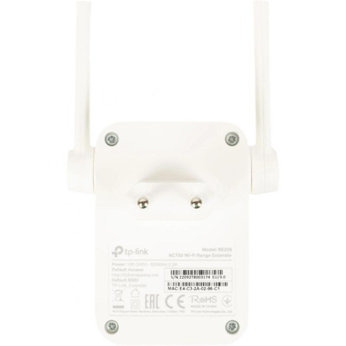 Повторитель беспроводного сигнала TP-Link RE205 AC750 10/100BASE-TX белый