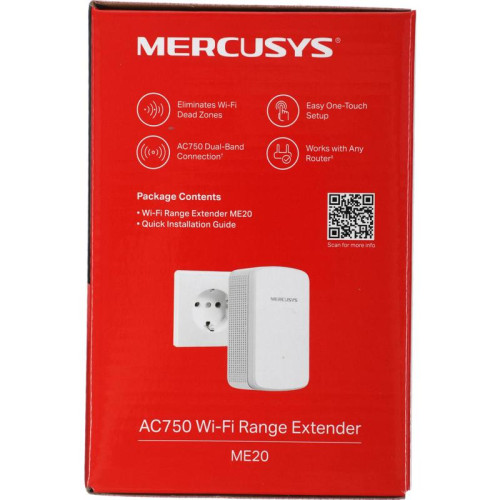 Повторитель беспроводного сигнала Mercusys ME20 AC750 10/100BASE-TX белый