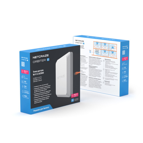 Маршрутизатор/ Netcraze Orbiter 6 Точка доступа Wi-Fi 6 AX3000 c портом 2.5 Gigabit Ethernet и питанием Power over Ethernet