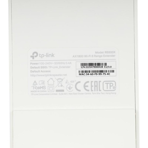Повторитель беспроводного сигнала TP-Link RE600X AX1800 10/100/1000BASE-TX белый