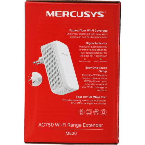 Повторитель беспроводного сигнала Mercusys ME20 AC750 10/100BASE-TX белый