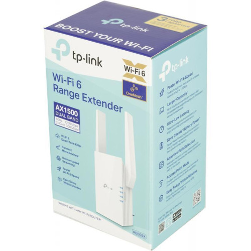 Повторитель беспроводного сигнала TP-Link RE505X AX1500 10/100/1000BASE-TX белый Повторитель беспроводного сигнала TP-Link RE505X AX1500 10/100/1000BASE-TX белый