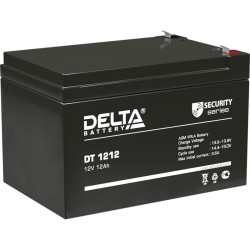 Battery DELTA series DT, DT 1212, voltage 12V, capacity 12Ah (discharge 20 hours), max. discharge current (5 sec.) 165A, max. charge current 3.6A, lead-acid type AGM, terminals F2, LxWxH 151x98x94mm., weight 3.6kg., service life 5 years.