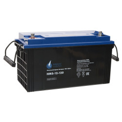 Battery Parus Electro, specialized series HMS-12-120 457W, voltage 12V, capacity 120Ah (discharge 10 hours), power at 15 min. discharge up to U - 1.65 V/cell at 25 °C 457W, max. discharge current (5sec) 840A, max. charge current 36A, lead-acid AGM type, M