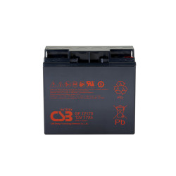 Battery CSB series GP, GP12170 B3, voltage 12V, capacity 17Ah (discharge 20 hours), max. discharge current (5 sec.) 230A, short circuit current 532A, max. charge current 5.1A, lead-acid type AGM, terminals B3, for nut and bolt M6, LxWxH 181x76.2x167mm., w