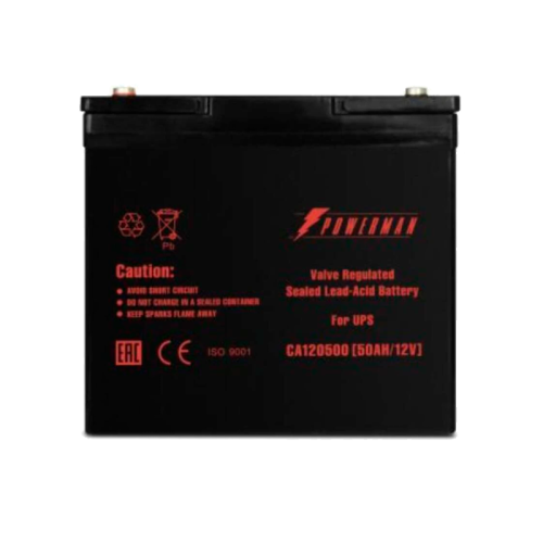 Батарея POWERMAN Battery CA12500, напряжение 12В, емкость 50Ач, макс. ток разряда 500А, макс. ток заряда 15А, свинцово-кислотная типа AGM, тип клемм M1, Д/Ш/В В229/138/208, 16.2 кг./ Battery POWERMAN Battery CA12500, voltage 12V, capacity 50Ah, max. disch