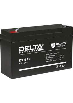 Батарея DELTA серия DT, DT 612, напряжение 6В, емкость 12Ач (разряд 20 часов),  макс. ток разряда (5 сек.) 150А, макс. ток заряда 3.6А, свинцово-кислотная типа AGM, клеммы F2, ДxШxВ 151х50х94мм., вес 1.6кг., срок службы 5 лет./ Battery DELTA series DT, DT