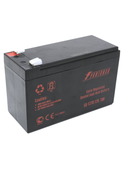 Батарея POWERMAN Battery CA1270, напряжение 12В, емкость 7Ач,макс. ток разряда 105А, макс. ток заряда 2.1А, свинцово-кислотная типа AGM, тип клемм F2, Д/Ш/В 151/65/94, 2.2 кг./ Battery POWERMAN Battery CA1270, voltage 12V, capacity 7Ah, max. discharge cur