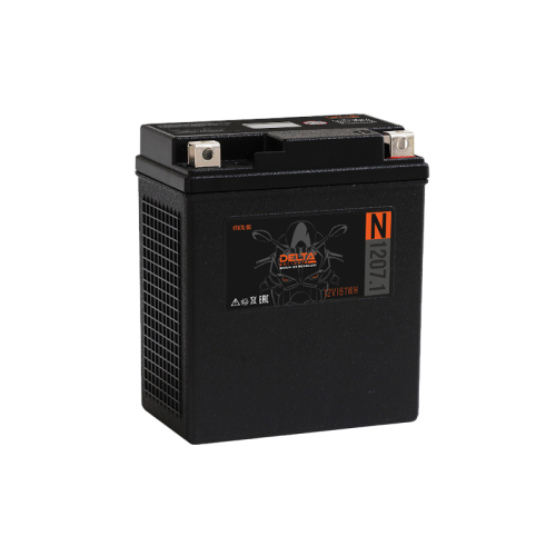 Аккумуляторная батарея для мото-техники/ DELTA серия  N, DELTA N 1207.1, напряжение 12В, емкость 5 Ач (разряд 10 часов 10.5 В), пусковой ток: 300А, полярность обратная ( - +),  тип NaIon (натрий-ионный), клеммы: BN под болт,  ДxШxВ 114x70x132мм., вес  0,8