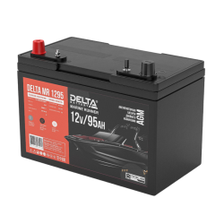 Аккумуляторная батарея для водного транспорта/ DELTA серия  MR, MR 1295, напряжение 12В, емкость 95 Ач (разряд 20 часов; 10.5В), пусковой ток: 810А, полярность прямая ( + -),  тип AGM;Pb (свинцово-кислотный), клеммы: Конус,  ДxШxВ 306x168x225мм., вес  28к