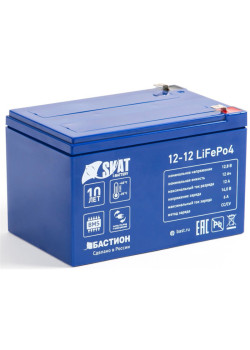 646 Skat i-Battery 12-12 LiFePo4 аккумуляторная батарея, 12 В, 12 Ач Li-Ion АКБ, на базе LiFePo4 элементов IFR 26650, структура 4P4S. Номинальное напряжение 12,8 В, напряжение заряда до 14В. Максимальный ток разряда до 12 А; ток заряда до 6А. Встроенная с