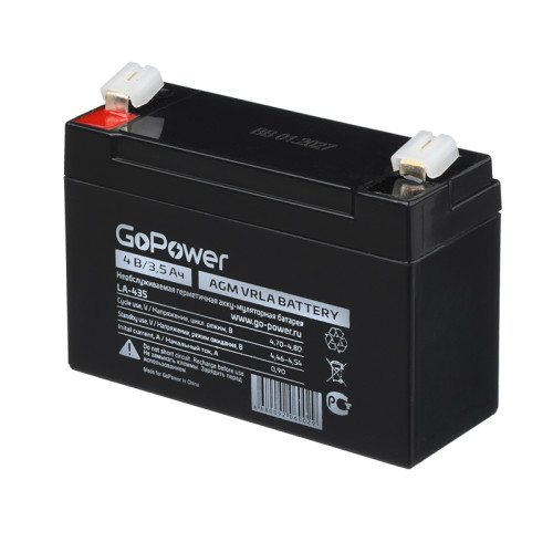 Аккумулятор свинцово-кислотный GoPower LA-435 4V 3.5Ah (1/20)