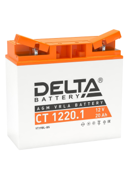 Аккумуляторная батарея для мото-техники/ DELTA серия  CT, CT 1220.1, напряжение 12В, емкость 20 Ач (разряд 10 часов 10.5 В), пусковой ток: 260А, полярность обратная ( - +),  тип AGM;Pb (свинцово-кислотный), клеммы: BN под болт,  ДxШxВ 181x77x167мм., вес  