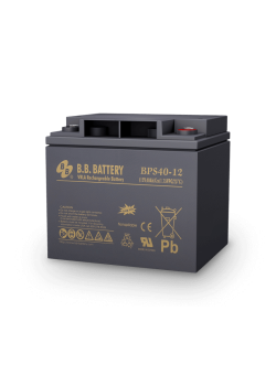 Батарея B.B. Battery серия BPS, BPS40-12, напряжение 12В, емкость 40Ач (разряд 20 часов), макс. ток разряда (5 сек.) 600А, макс. ток заряда 12A, свинцово-кислотная типа AGM, клеммы I2, ДxШxВ 197х165х171мм, 14.3 кг., срок службы 12 лет/ B.B. Battery series