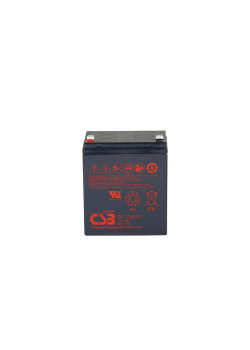Батарея CSB серия GP, GP1245 (12V16W) , напряжение 12В, емкость 4Ач (разряд 20 часов), емкость 16 Вт/Эл при 15-мин. разряде до U кон. - 1.67 В/Эл при 25 °С, макс. ток разряда (5 сек.) 60А, ток короткого замыкания 168А, макс. ток заряда 1.6A, свинцово-кисл