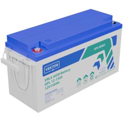 Батарея Vektor Battery серия GPL (S), GPL 12-150S, напряжение 12В, емкость 145,0 Ач (разряд 10 часов), макс. ток разряда (5 сек.) 1450А, макс. ток заряда 43,5 А, свинцово-кислотная типа AGM, клеммы M8, ДxШxВ 485x170x240мм., вес 42,6 кг., срок службы 12 ле