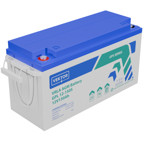 Батарея Vektor Battery серия GPL (S), GPL 12-150S, напряжение 12В, емкость 145,0 Ач (разряд 10 часов), макс. ток разряда (5 сек.) 1450А, макс. ток заряда 43,5 А, свинцово-кислотная типа AGM, клеммы M8, ДxШxВ 485x170x240мм., вес 42,6 кг., срок службы 12 ле