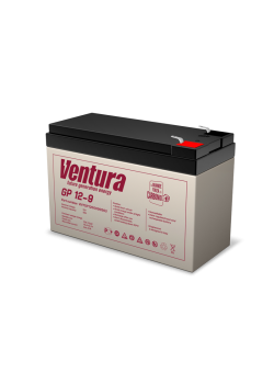 Батарея Ventura серия GP, GP12-9, напряжение  12B, емкость 9Ач (разряд 20 часов), макс. ток заряда 2.25А,  свинцово-кислотная типа AGM,  клеммы  T2, ДШВ  151х65х100мм, вес 2.5кг/ Ventura battery GP series, GP12-9, voltage 12V, capacity 9Ah (discharge 20 h
