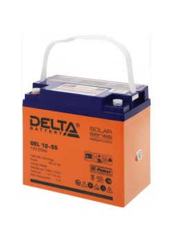 Батарея Vektor Battery серия GEL, GEL 12-55, напряжение 12В, емкость 55 Ач (разряд 10 часов), макс. ток разряда (5 сек.) 550А, макс. ток заряда 11 А, свинцово-кислотная типа GEL, клеммы M6, ДxШxВ 230x140x207мм., вес 16,5 кг., срок службы 13 лет