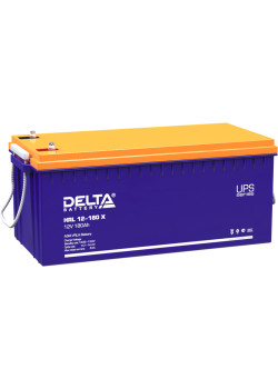 Батарея DELTA серия HRL-X, HRL 12-180 X, напряжение 12В, емкость 180Ач (разряд 10 часов),  макс. ток разряда (5 сек.) 980А, макс. ток заряда 54А, свинцово-кислотная типа AGM, клеммы под болт М8, ДxШxВ 522х238х218мм., вес 62кг., срок службы 12 лет.