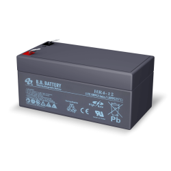 Батарея B.B. Battery серия HR, HR4-12, напряжение 12В, емкость 4Ач (разряд 20 часов), емкость 3.5Ач (разряд 10 часов), макс. ток разряда (5 сек.) 52.5А, макс. ток заряда 1.05A, свинцово-кислотная типа AGM, клеммы Т2, ДxШxВ 134x67x66мм., вес 1.4кг., срок с