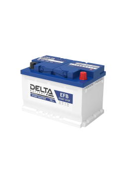 Аккумуляторная батарея для автомобилей/ DELTA серия  START MASTER, DELTA START MASTER 75 Ah EFB, напряжение 12В, емкость 75 Ач (разряд 20 часов; 10.5В), пусковой ток: 700А, полярность обратная ( - +),  тип EFB;Pb (свинцово-кислотный), клеммы: Конус,  ДxШx