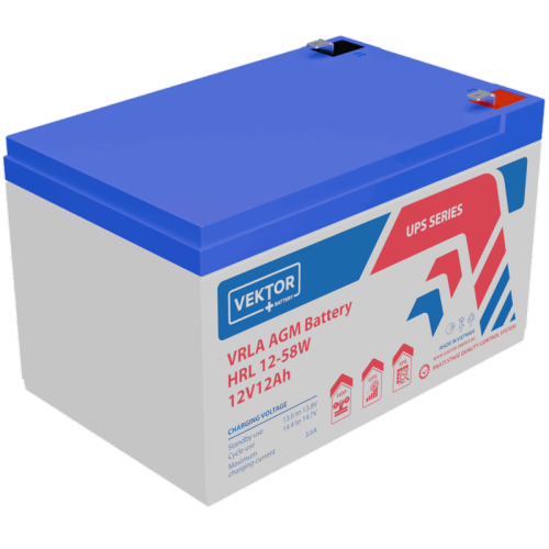 Батарея Vektor Battery серия HRL, HRL 12-58W, напряжение 12В, емкость 15 Ач (разряд 20 часов), макс. ток разряда (5 сек.) 225 А, макс. ток заряда 4,5 А, свинцово-кислотная типа AGM, клеммы F2, ДxШxВ 151x98x95мм., вес 4,15 кг., срок службы 12 лет