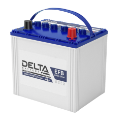 Аккумуляторная батарея для автомобилей/ DELTA серия  START MASTER, DELTA START MASTER 65 Ah EFB Asia, напряжение 12В, емкость 65 Ач (разряд 20 часов; 10.5В), пусковой ток: 640А, полярность обратная ( - +),  тип EFB;Pb (свинцово-кислотный), клеммы: Конус, 