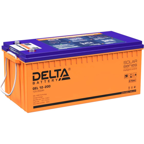 Батарея Vektor Battery серия GEL, GEL 12-200, напряжение 12В, емкость 205 Ач (разряд 10 часов), макс. ток разряда (5 сек.) 2050А, макс. ток заряда 41 А, свинцово-кислотная типа GEL, клеммы M8, ДxШxВ 523x239x218мм., вес 60,3 кг., срок службы 13 лет