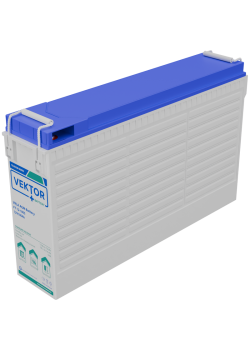Батарея Vektor Battery серия FT (S), FT 12-180S, напряжение 12В, емкость 180 Ач (разряд 10 часов), макс. ток разряда (5 сек.) 1800А, макс. ток заряда 54 А, свинцово-кислотная типа AGM, клеммы M8, ДxШxВ 561x125x317мм., вес 55,5 кг., срок службы 15 лет