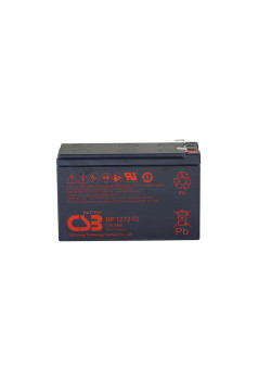 Батарея CSB серия GP, GP1272 (12V28W) , напряжение 12В, емкость 7Ач (разряд 20 часов), емкость 28 Вт/Эл при 15-мин. разряде до U кон. - 1.67 В/Эл при 25 °С, макс. ток разряда (5 сек.) 100А, ток короткого замыкания 304А, макс. ток заряда 2.8A, свинцово-кис