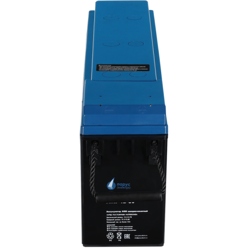 Battery Parus Electro, specialized series HMF-12-80, voltage 12V, capacity 80Ah (discharge 10 hours), max. discharge current (5sec) 800A, max. charge current 24A, lead-acid type AGM, bolt terminals M8, LxWxH 564x115x189mm., full height with terminals 189m