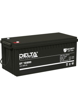 Батарея DELTA серия DT, DT 12200, напряжение 12В, емкость 200Ач (разряд 20 часов),  макс. ток разряда (5 сек.) 1500А, макс. ток заряда 60А, свинцово-кислотная типа AGM, клеммы под болт М8, ДxШxВ 522х238х218мм., вес 54кг., срок службы 10 лет./ Battery DELT
