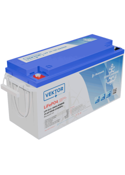 Батарея Vektor Energy серия LFP MARINE, LFP 25.6-100, напряжение 25.6В, емкость 100 Ач, макс. ток разряда 100А, макс. ток заряда 100 А, литий-ионная аккуумуляторная батарея, клеммы M8, ДxШxВ 500*186*240 мм., вес 22 кг., срок службы 20 лет