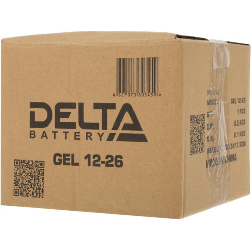 Батарея Vektor Battery серия GEL, GEL 12-26, напряжение 12В, емкость 25,6 Ач (разряд 10 часов), макс. ток разряда (5 сек.) 270А, макс. ток заряда 5,2 А, свинцово-кислотная типа GEL, клеммы M5, ДxШxВ 166x175x125мм., вес 7,7 кг., срок службы 13 лет