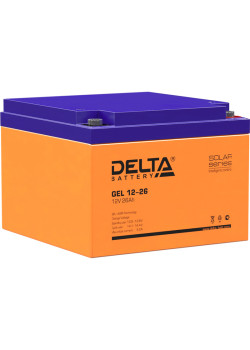 Батарея Vektor Battery серия GEL, GEL 12-26, напряжение 12В, емкость 25,6 Ач (разряд 10 часов), макс. ток разряда (5 сек.) 270А, макс. ток заряда 5,2 А, свинцово-кислотная типа GEL, клеммы M5, ДxШxВ 166x175x125мм., вес 7,7 кг., срок службы 13 лет