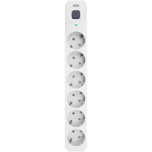 Фильтр-удлинитель PowerCom SP-06W 3.0M, 6 розеток, белый, 16А, 4кВт, 380Дж, защитные шторки, защита от КЗ, перегрузки, ВЧ и импульсных помех, кабель 3x1.5 мм2, ШхГхВ 338.5х50х40.2 мм, вес 0.68 кг./ Surge protector PowerCom SP-06W 3.0M, 6 sockets, white, 1