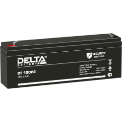 Батарея DELTA серия DT, DT 12022, напряжение 12В, емкость 2.2Ач (разряд 20 часов),  макс. ток разряда (5 сек.) 44А, макс. ток заряда 0.66А, свинцово-кислотная типа AGM, клеммы F1, ДxШxВ 179х35х61мм., вес 0.94кг., срок службы 5 лет./ Battery DELTA series D