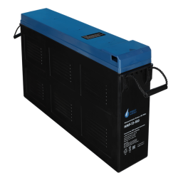 Battery Parus Electro, specialized series HMF-12-180, voltage 12V, capacity 180Ah (discharge 10 hours), max. discharge current (5sec) 900A, max. charge current 54A, lead-acid type AGM, bolt terminals M8, LxWxH 546x125x317mm., total height with terminals 3