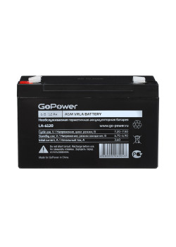 Аккумулятор свинцово-кислотный GoPower LA-6120 6V 12Ah (1/10)