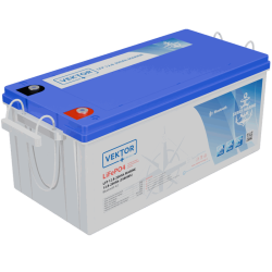 Батарея Vektor Energy серия LFP MARINE, LFP 12.8-200, напряжение 12.8В, емкость 200 Ач, макс. ток разряда 200А, макс. ток заряда 20 А, литий-ионная аккуумуляторная батарея, клеммы M8, ДxШxВ 522*240*223 мм., вес 22 кг., срок службы 15 лет