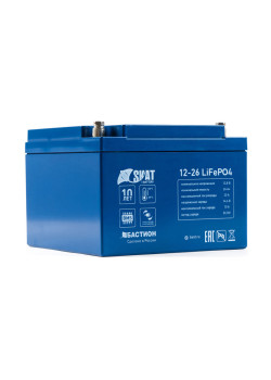 648 Skat i-Battery 12-26 LiFePo4 аккумуляторная батарея, 12 В, 26 Ач Li-Ion АКБ, на базе LiFePO4 элементов IFR 32650, структура 4S4P. Номинальное напряжение 12,8 В, напряжение заряда до 14В. Максимальный ток разряда до 20 А; ток заряда до 10А. Встроенная 