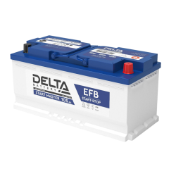 Аккумуляторная батарея для автомобилей/ DELTA серия  START MASTER, DELTA START MASTER 105 Ah EFB, напряжение 12В, емкость 105 Ач (разряд 20 часов; 10.5В), пусковой ток: 950А, полярность обратная ( - +),  тип EFB;Pb (свинцово-кислотный), клеммы: Конус,  Дx