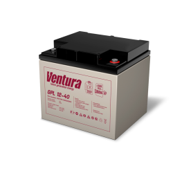 Батарея Ventura серия GPL, GPL12-40, напряжение  12B, емкость 40Ач (разряд 20 часов), макс. ток заряда 12А,  свинцово-кислотная типа AGM,  клеммы  F6, ДШВ  197х163х170мм, вес 13.5кг/ Ventura battery GPL series, GPL12-40, voltage 12V, capacity 40Ah (discha