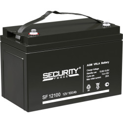 Батарея SECURITY FORCE серия SF, SF 12100, напряжение 12В, емкость 3.3Ач (разряд 20 часов),  макс. ток разряда (5 сек.) 50А, макс. ток заряда 26А, свинцово-кислотная типа AGM, клеммы под болт M8, ДxШxВ 330х172х216мм., вес кг., срок службы 8 лет./ Battery 